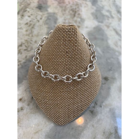 .925 Cable Link Sterling Silver Bracelet #charm bracelet - Picture 2 of 6